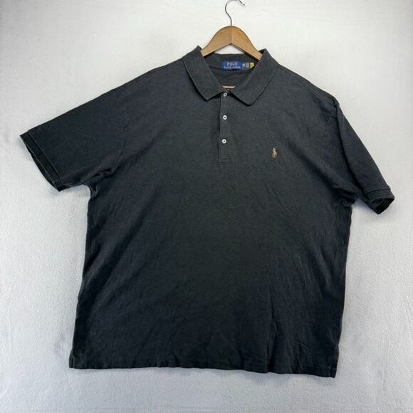 Ralph Lauren Polo Shirt Mens 3XL 3XL Big Gray Solid Embroidered Pony logo Preppy - Picture 3 of 8